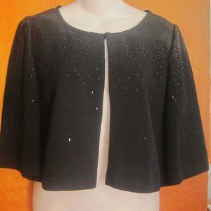 St John Evening Black Sequin & Knit Shrug 3/4 sleeve fancy jacket size 6